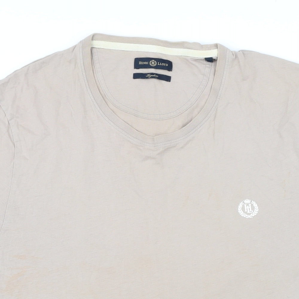 Henri Lloyd Mens Beige Cotton T-Shirt Size M Round Neck