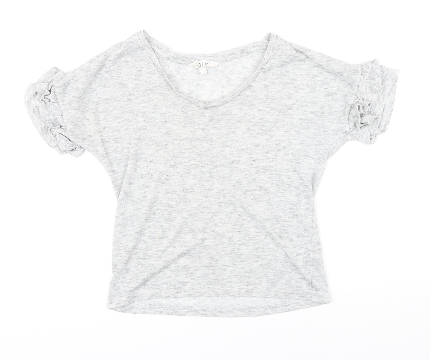 Savannah Miller Womens Grey Polyester Basic T-Shirt Size 8 Boat Neck