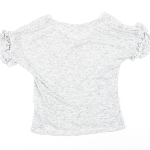 Savannah Miller Womens Grey Polyester Basic T-Shirt Size 8 Boat Neck