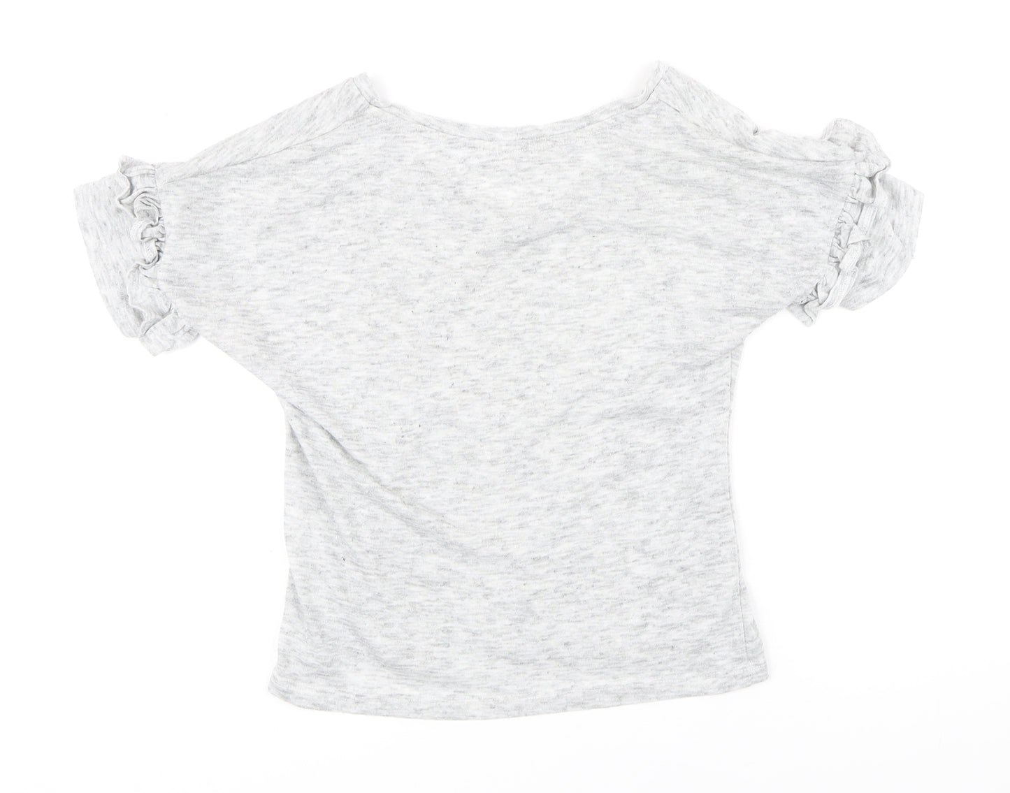 Savannah Miller Womens Grey Polyester Basic T-Shirt Size 8 Boat Neck