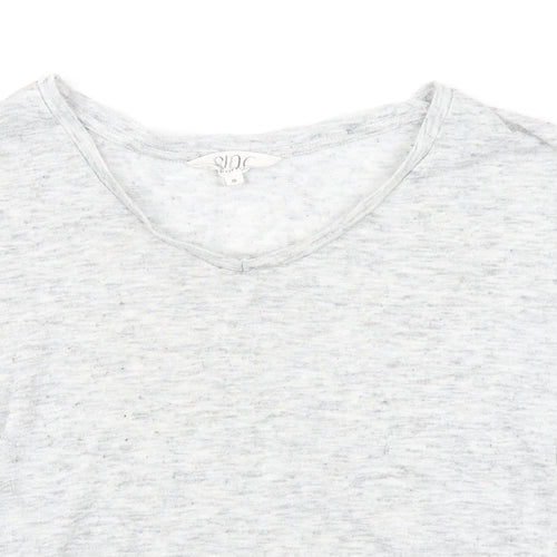 Savannah Miller Womens Grey Polyester Basic T-Shirt Size 8 Boat Neck