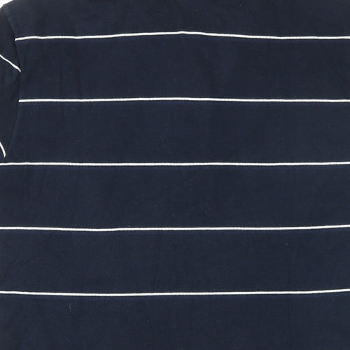 Lacoste Mens Blue Striped Cotton Polo Size S Collared Button