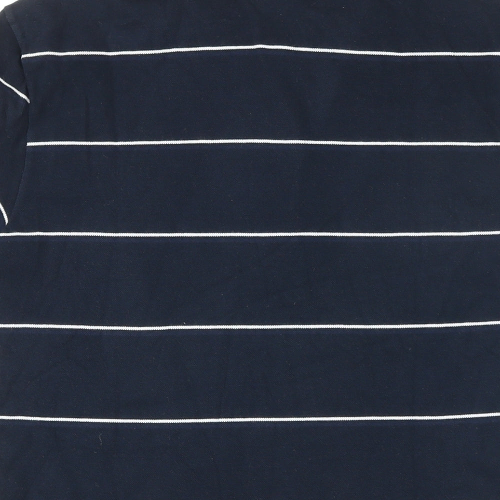 Lacoste Mens Blue Striped Cotton Polo Size S Collared Button