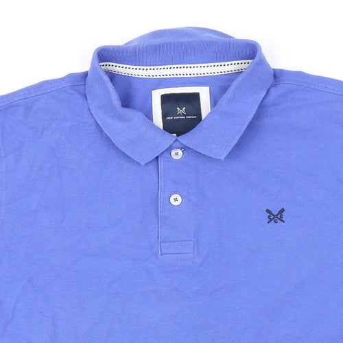 Crew Clothing Mens Blue Houndstooth 100% Cotton Polo Size L Collared Button