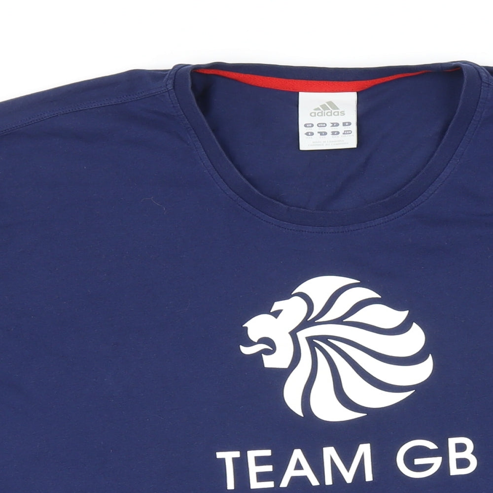 Addidas Mens Blue Cotton T-Shirt Size 2XL Round Neck - Team GB