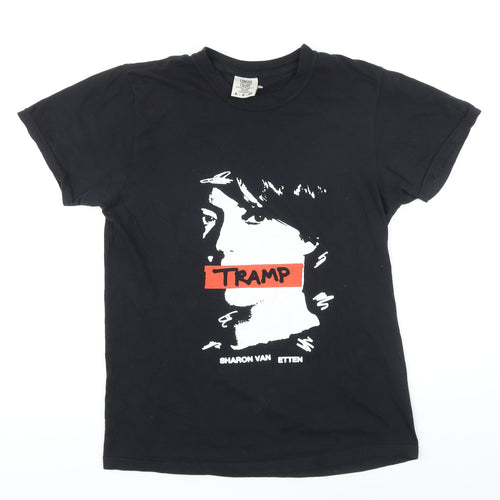 Comfort Colors Womens Black 100% Cotton Basic T-Shirt Size S Round Neck - TRAMP Sharon Van Ettan