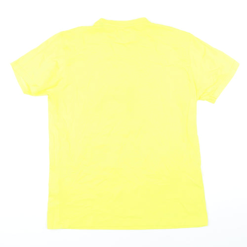 Scale Mens Yellow Cotton T-Shirt Size L Round Neck - Fishing