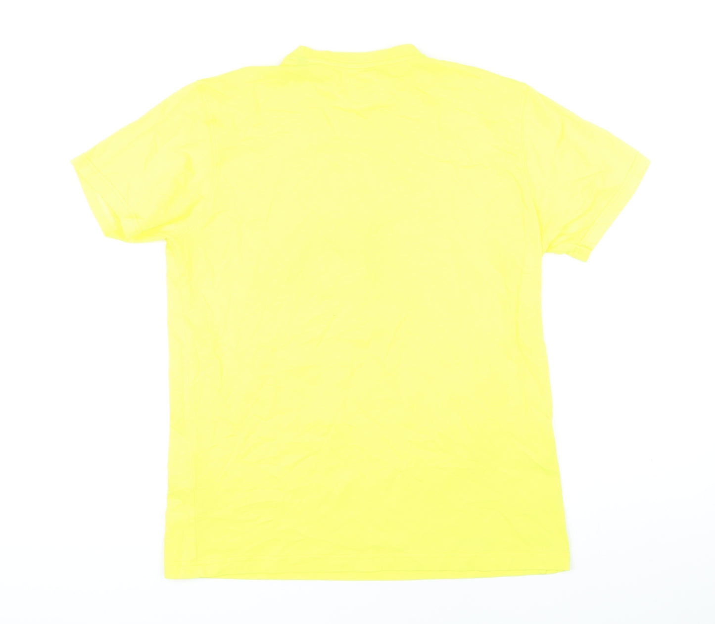 Scale Mens Yellow Cotton T-Shirt Size L Round Neck - Fishing