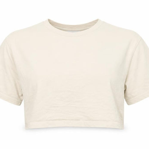 Urban Revivo Womens Beige 100% Cotton Cropped T-Shirt Size 10 Round Neck