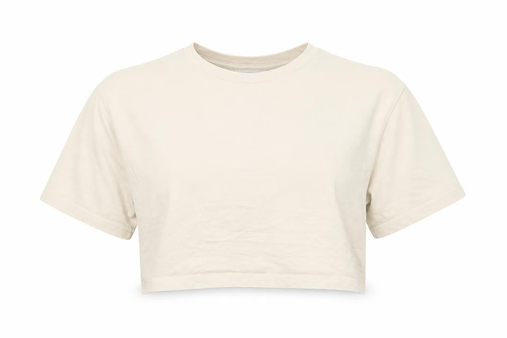 Urban Revivo Womens Beige 100% Cotton Cropped T-Shirt Size 10 Round Neck