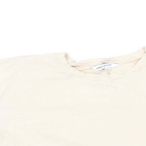 Urban Revivo Womens Beige 100% Cotton Cropped T-Shirt Size 10 Round Neck