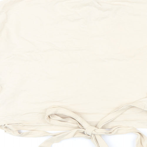 Urban Revivo Womens Beige 100% Cotton Cropped T-Shirt Size 10 Round Neck