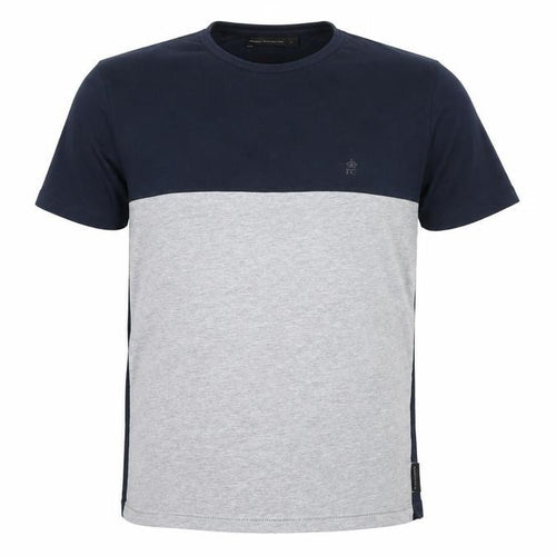 French Connection Mens Multicoloured Colourblock Cotton T-Shirt Size L Round Neck