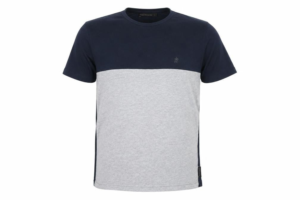 French Connection Mens Multicoloured Colourblock Cotton T-Shirt Size L Round Neck