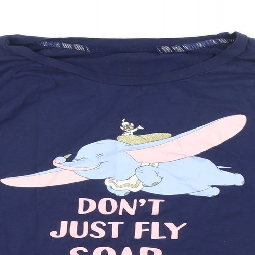 Disney Womens Blue Solid Cotton Top Pyjama Top Size 10 - Dumbo