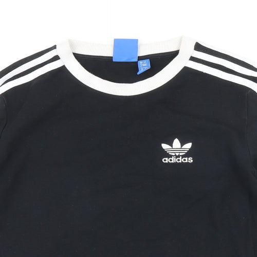 Addidas Womens Black Cotton Basic T-Shirt Size 8 Round Neck