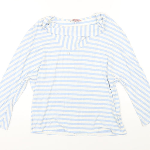 Phase Eight Womens Blue Striped Viscose Basic T-Shirt Size 18 Boat Neck