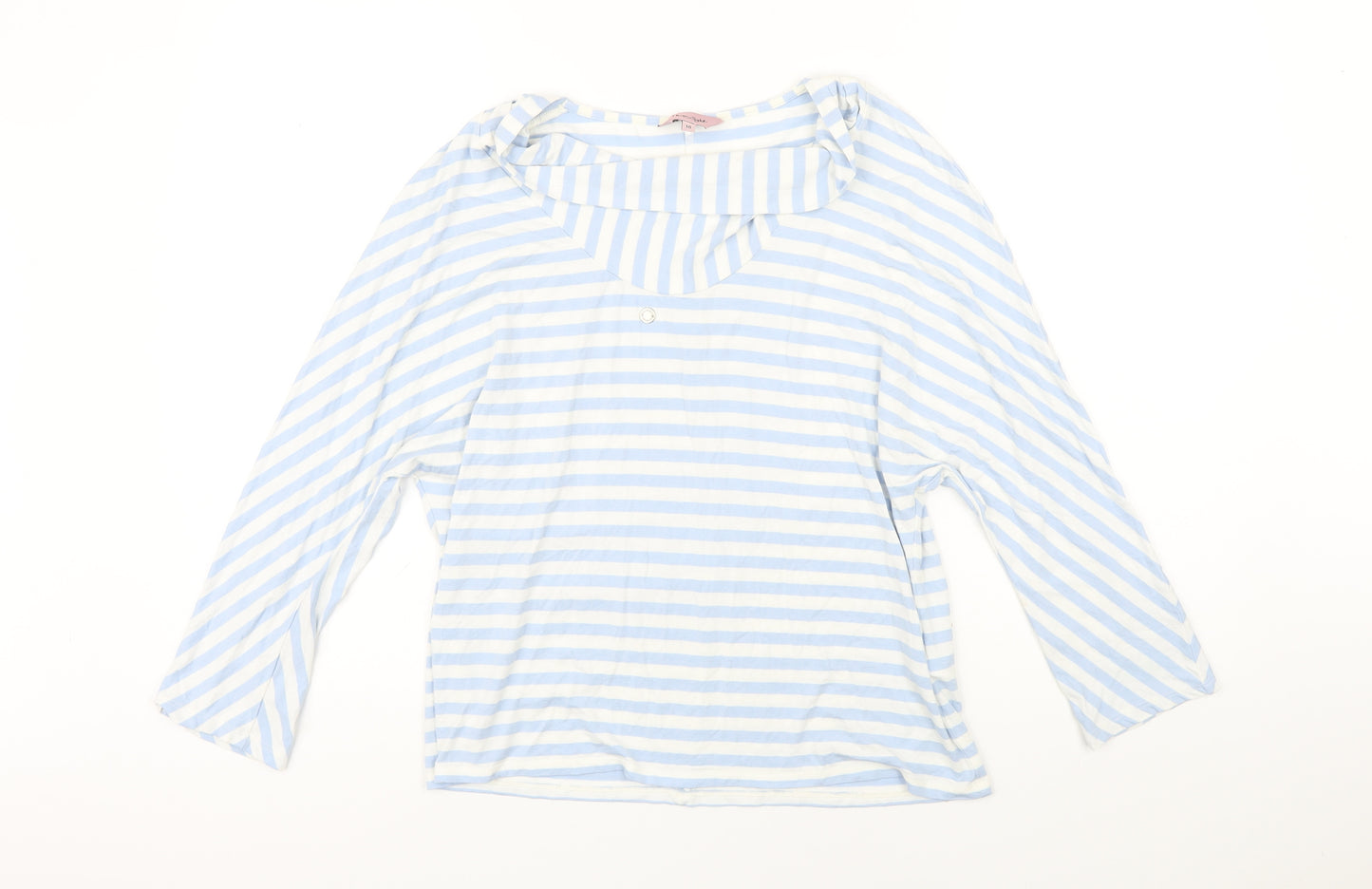 Phase Eight Womens Blue Striped Viscose Basic T-Shirt Size 18 Boat Neck