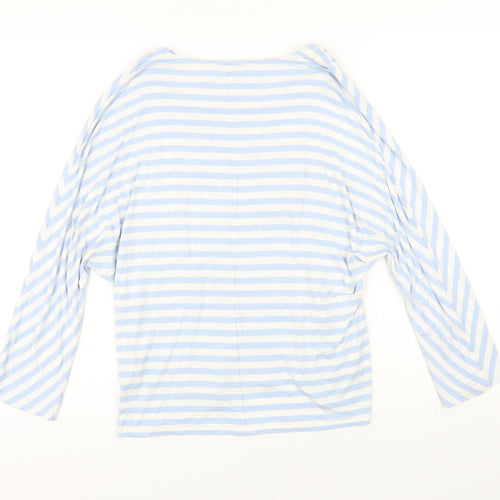 Phase Eight Womens Blue Striped Viscose Basic T-Shirt Size 18 Boat Neck
