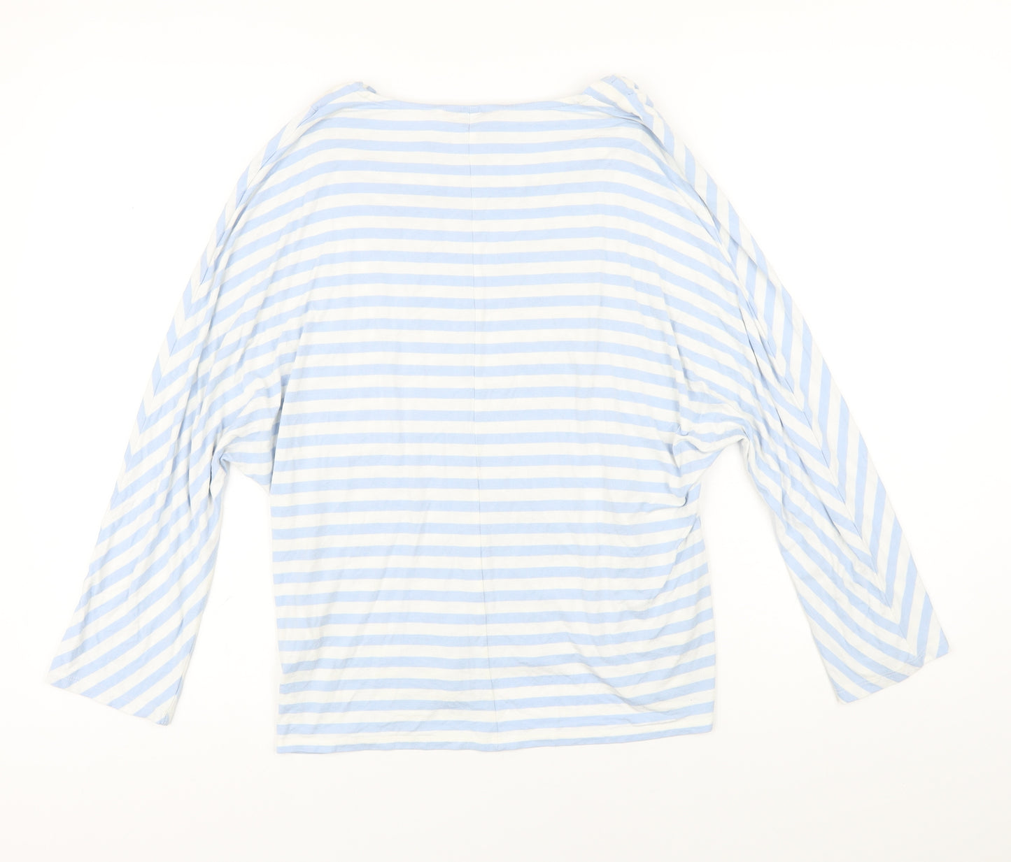Phase Eight Womens Blue Striped Viscose Basic T-Shirt Size 18 Boat Neck