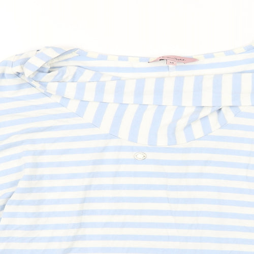 Phase Eight Womens Blue Striped Viscose Basic T-Shirt Size 18 Boat Neck