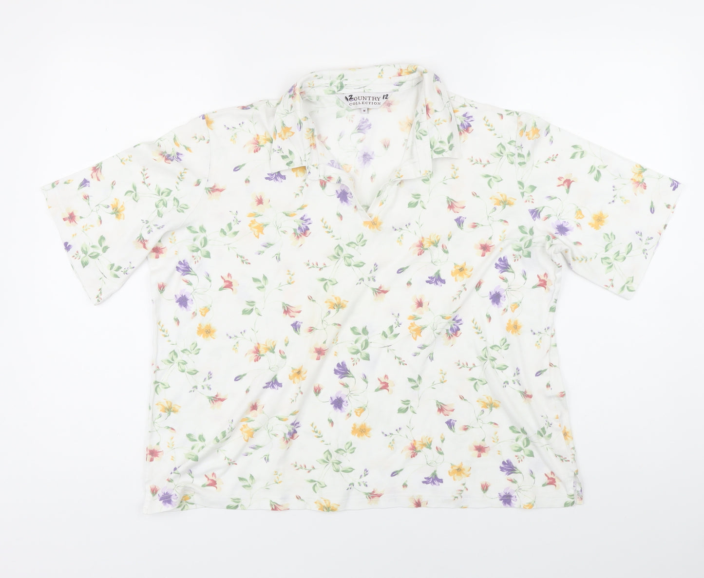 Country Collection Womens Multicoloured Floral Cotton Tunic Blouse Size M Collared