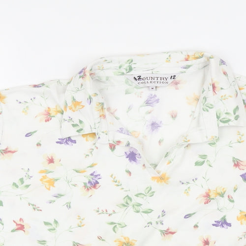 Country Collection Womens Multicoloured Floral Cotton Tunic Blouse Size M Collared