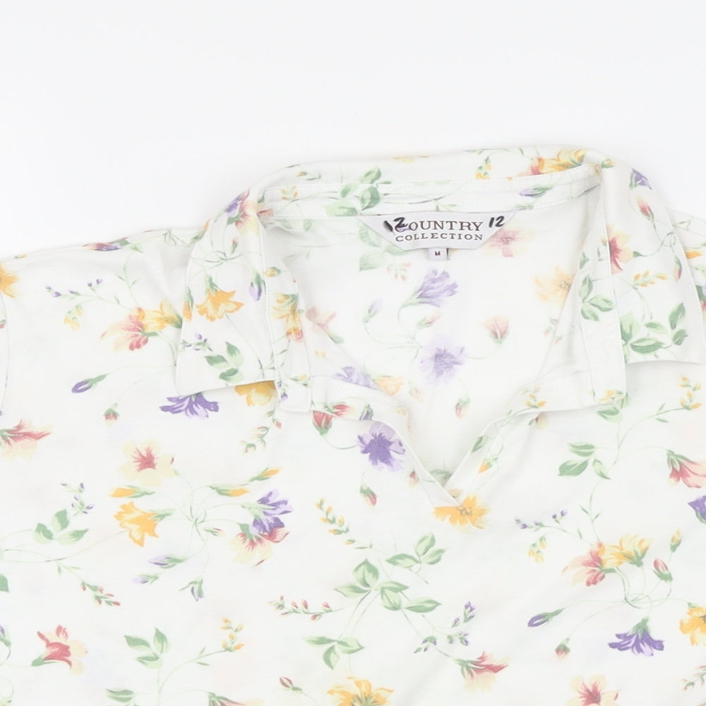 Country Collection Womens Multicoloured Floral Cotton Tunic Blouse Size M Collared