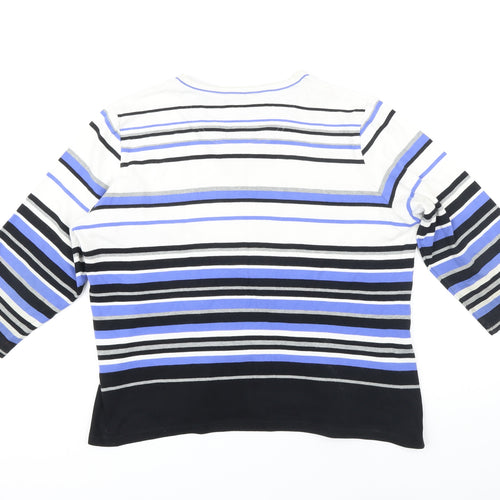 Maine Womens Blue Striped Cotton Tunic T-Shirt Size 18 Scoop Neck