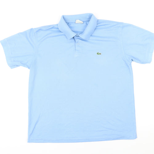 Lacoste Mens Blue Cotton Polo Size M Collared Button