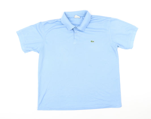 Lacoste Mens Blue Cotton Polo Size M Collared Button