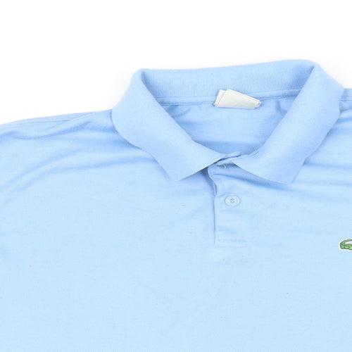 Lacoste Mens Blue Cotton Polo Size M Collared Button