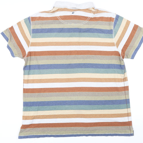 Rocha John Rocha Mens Multicoloured Striped 100% Cotton Polo Size L Collared Button