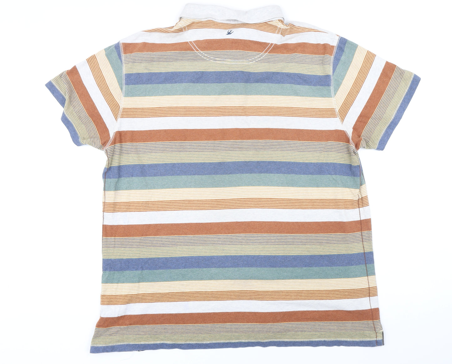 Rocha John Rocha Mens Multicoloured Striped 100% Cotton Polo Size L Collared Button