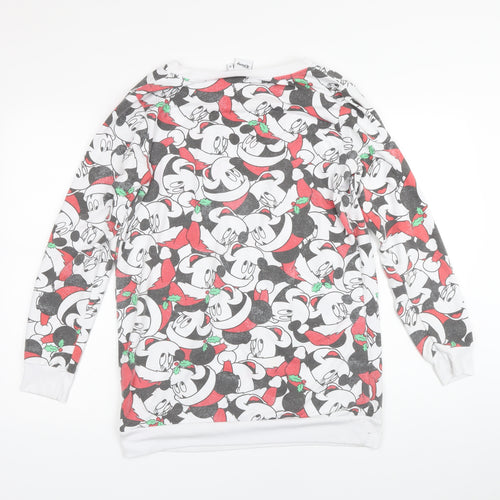 Disney Womens Multicoloured Geometric Polyester Pullover Sweatshirt Size 12