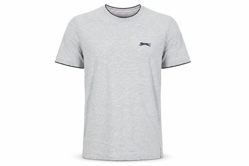 Slazenger Mens Grey Cotton T-Shirt Size S Round Neck