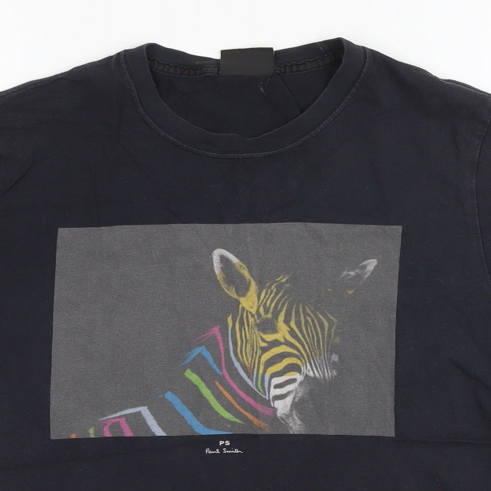 Paul Smith Mens Black Cotton T-Shirt Size M Round Neck