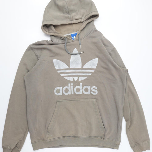 Adidas Men's Beige Logo Hoodie - L, Pullover, Autumn/Winter