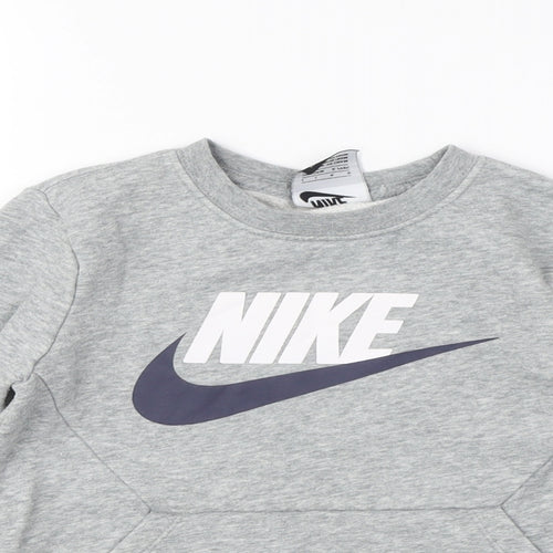 Nike Grey Boys Pullover Hoodie - Size S, Sports, Logo Accent