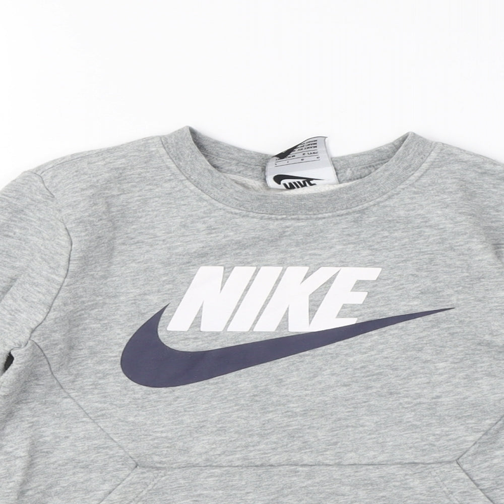 Nike Grey Boys Pullover Hoodie - Size S, Sports, Logo Accent