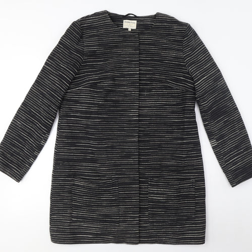 People Tree Women's Black Striped Coat - Size 12