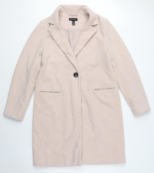 New Look Women's Beige Overcoat Size 8 Long Sleeve