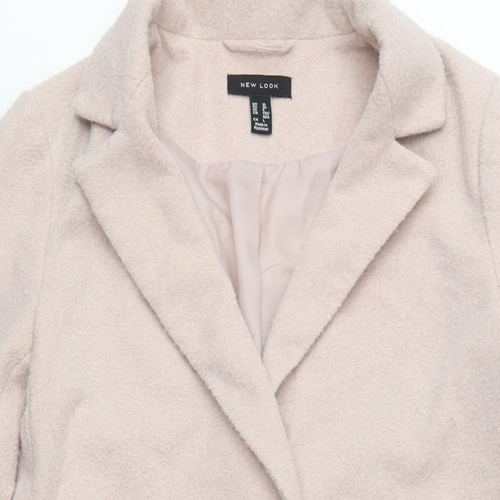 New Look Women's Beige Overcoat Size 8 Long Sleeve