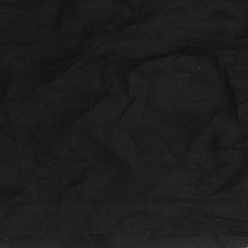 H&M Women's Black Cropped Jacket, Size UK 4, Linen