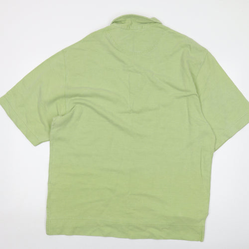 Marks and Spencer Mens Green Cotton Polo Size L Collared Pullover