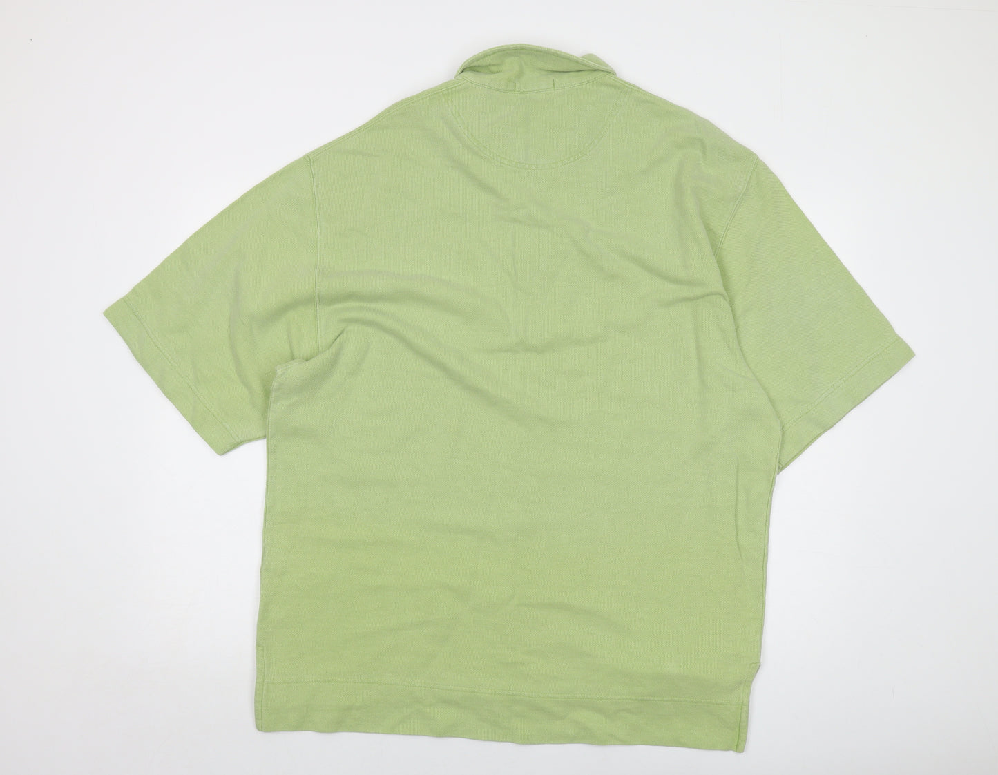 Marks and Spencer Mens Green Cotton Polo Size L Collared Pullover