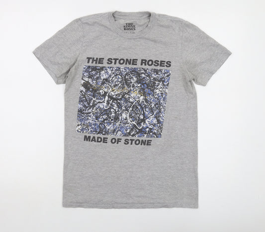 The Stone Roses Mens Grey Cotton T-Shirt Size S Crew Neck