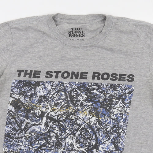 The Stone Roses Mens Grey Cotton T-Shirt Size S Crew Neck