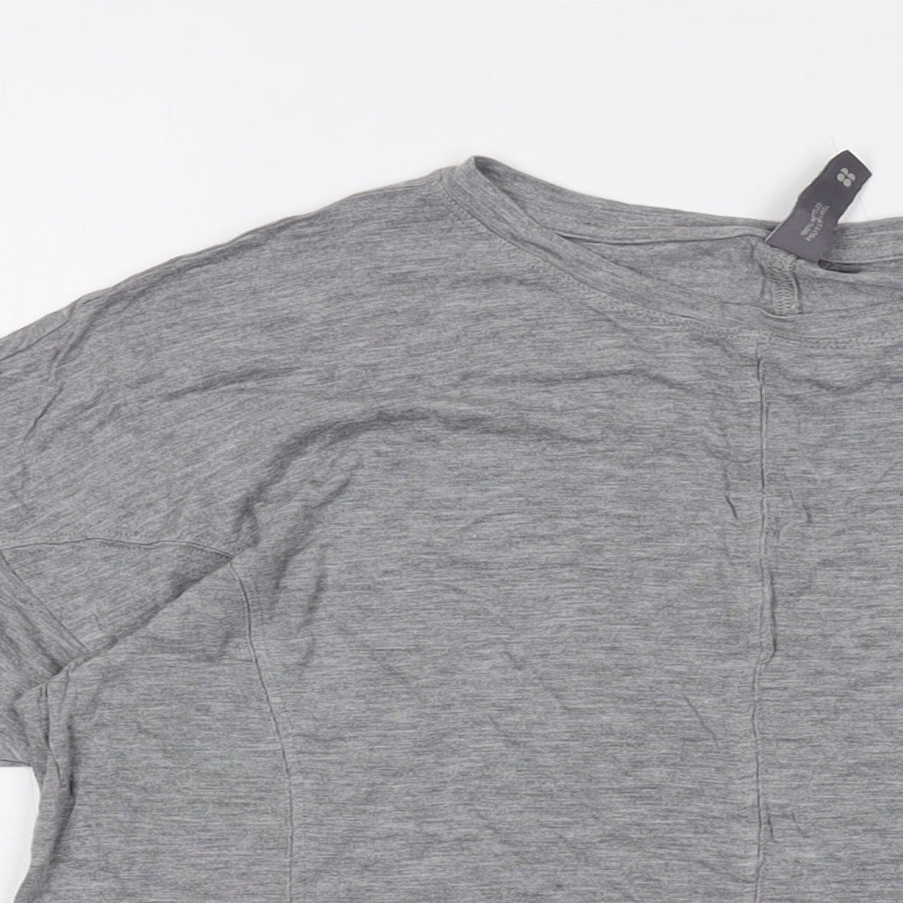 Sweaty Betty Womens Grey Viscose Basic T-Shirt Size M Crew Neck
