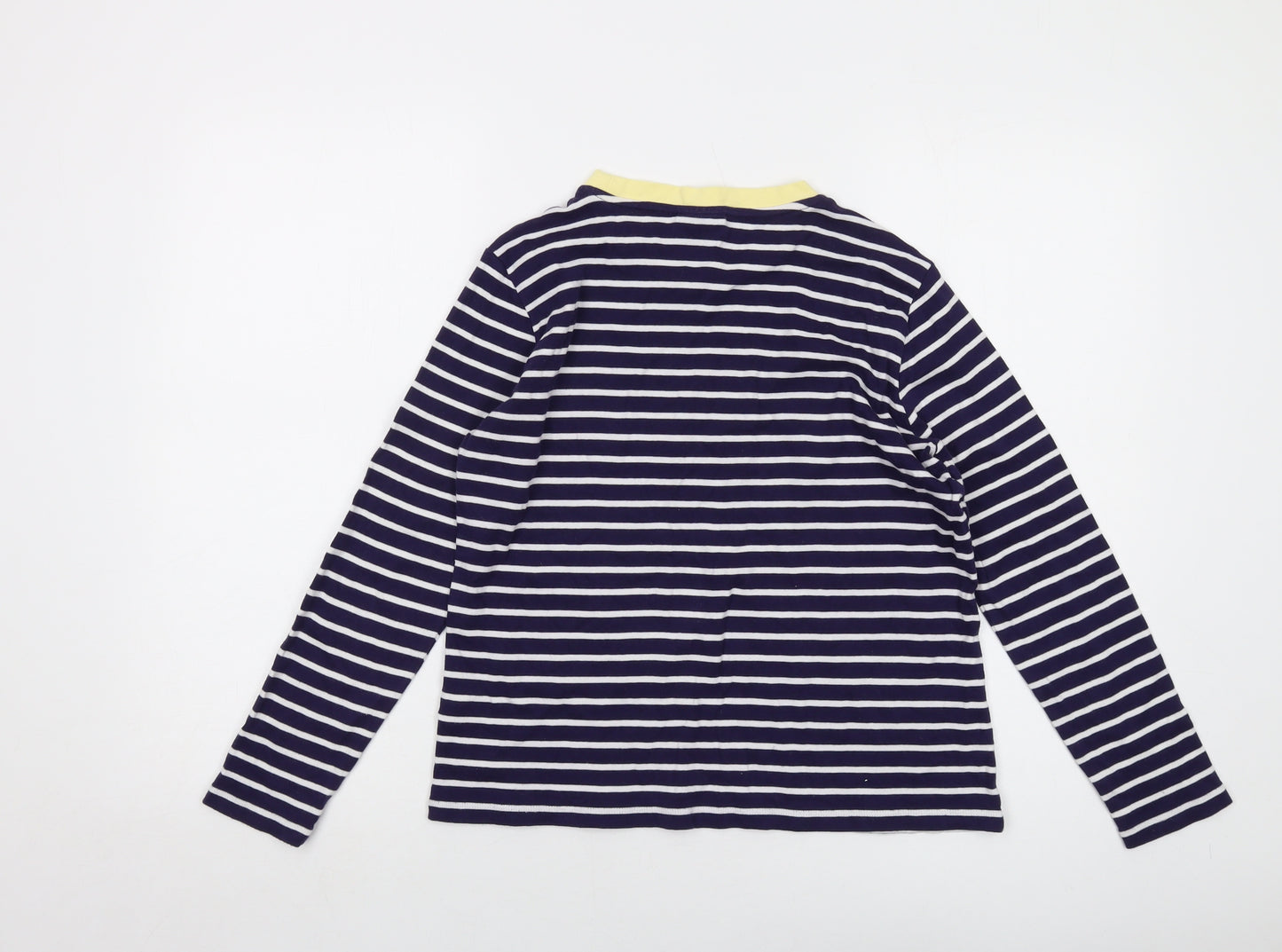 Oliver Bonas Womens Blue Striped Cotton Basic T-Shirt Size 10 Crew Neck
